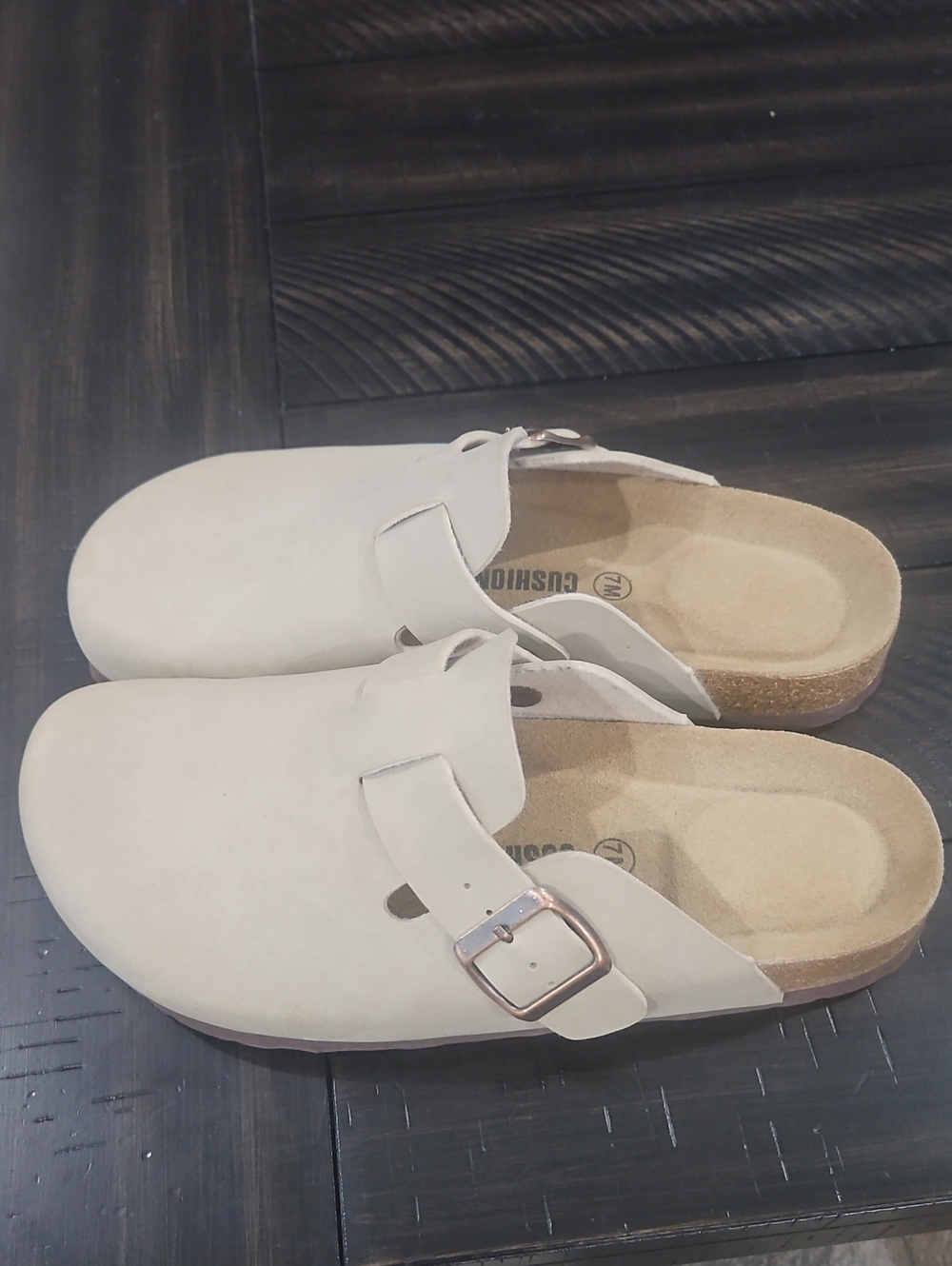 Genuine Comfort Adjustable Buckle Slip-On Clog - Cream